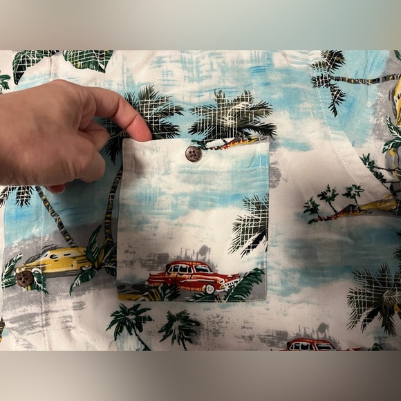 Campia Men’s Extra Large Hawaiian Beach Print Button Up Short Sleeve Shirt - Picture 4 of 13